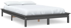 vidaXL Σκελετός Κρεβατιού Γκρι 120x190εκ Μασίφ Ξύλο Πεύκο Small Double