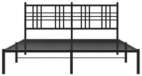 vidaXL Πλαίσιο Κρεβατιού με Κεφαλάρι Μαύρο 150 x 200 εκ. Μεταλλικό