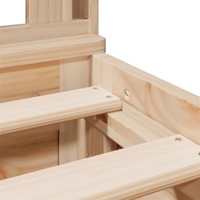 Κρεβάτι Βιβλιοθήκη Χωρίς Στρώμα 200x200 εκ Μασίφ Ξύλο Πεύκου - Καφέ