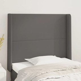 Κεφαλάρι με Πτερύγια Γκρι 83x16x118/128 εκ. Συνθετικό Δέρμα - Γκρι