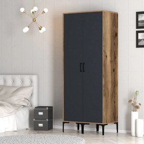 Διφυλλη Ντουλαπα Καρυδια/Ανθρακί  KUMSAL 47.5x40x201.4