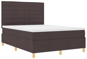 vidaXL Κρεβάτι Βάσης με Στρώμα Σκούρο Καφέ 140x190 εκ. Ύφασμα