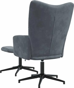 vidaXL Πολυθρόνα Relax Σκούρο Γκρι Βελούδινη με Σκαμπό