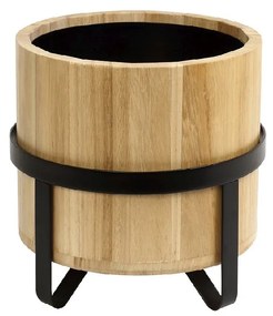 Σαμπανιέρα Με Βάση Ξύλινη-Μεταλλική Natural-Μαύρο 28x27,5εκ. ESPIEL AST860