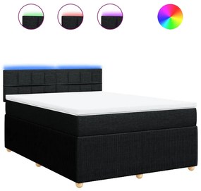 vidaXL Κρεβάτι Boxspring με Στρώμα Μαύρο 160x200 εκ. Υφασμάτινο