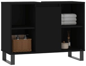 vidaXL Ντουλάπι Μπάνιου Μαύρο 80 x 33 x 60 εκ. από Επεξεργασμένο Ξύλο