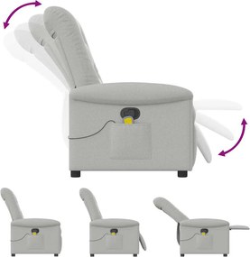 vidaXL καρέκλα ανάκλισης μασάζ Cloud Grey Fabric