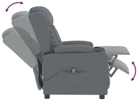 vidaXL Πολυθρόνα Ηλεκτρική Ανακλινόμενη Γκρι από Συνθετικό Δέρμα