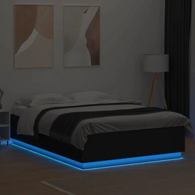 vidaXL Πλαίσιο Κρεβατιού με LED Μαύρο 160x200 εκ Επεξεργ. Ξύλο