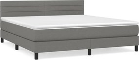 vidaXL Κρεβάτι Boxspring με Στρώμα Σκούρο Γκρι 180x200 εκ Υφασμάτιν