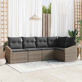 vidaXL Σέτ φαγητού για κήπο 5 pcs Γκρι Πολυ rattan, βαμμένο ατσάλι
