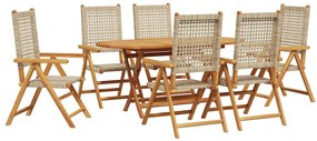 vidaXL Σέτ φαγητού για κήπο 7 pcs Μπεζ