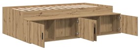 vidaXL Κρεβάτι με αποθηκευτικό χώρο artisan δρυς 90 x 190 cm