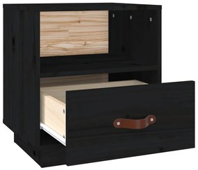 vidaXL Κομοδίνο Μαύρο 40x34x45 εκ. από Μασίφ Ξύλο Πεύκου