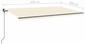 Τέντα Συρόμενη Αυτόματη με Στύλους Κρεμ 6 x 3,5 μ. - Κρεμ