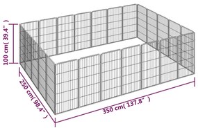 Κλουβί Σκύλου 24 Πάνελ Μαύρο 50x100 εκ. Ατσάλι με Βαφή Πούδρας - Μαύρο