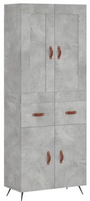 vidaXL Ντουλάπι Γκρι Σκυροδέματος 69,5x34x180 εκ. Επεξεργασμένο Ξύλο