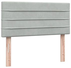 Box Spring κρεβάτι με στρώμα ανοιχτό γκρι 100x220 εκ. Βελούδινο - Γκρι