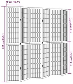 Διαχωριστικό Χώρου με 6 Πάνελ Μαύρο από Μασίφ Ξύλο Παυλώνιας - Μαύρο