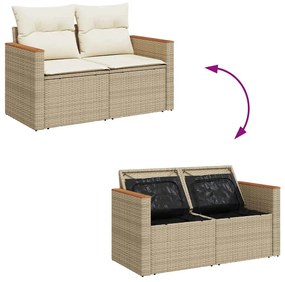 vidaXL Σετ Καναπέ Κήπου 6 τεμ Μπεζ Συνθετικό Ρατάν με Μαξιλάρια Ακακία