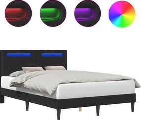 vidaXL Σκελετός Κρεβατιού με κεφαλάρι Μαύρο 140 x 200 cm Τεχνητό Δέρμα