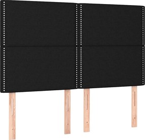 vidaXL Κρεβάτι Boxspring με Στρώμα Μαύρο 140x200 εκ. Υφασμάτινο