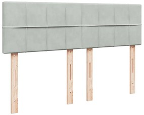 vidaXL Κρεβάτι Boxspring με Στρώμα Ανοιχτό Γκρι 140x190 εκ. Βελούδινο