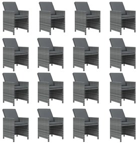 vidaXL Σετ Τραπεζαρίας Κήπου 17 τεμ. Γκρι Συνθετικό Ρατάν με Μαξιλάρια