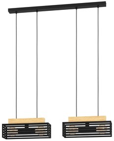 Φωτιστικό Οροφής - Ράγα Cidraz 390164 92x12x150cm 4xE27 40W Black-Brown Eglo Steel,Wood