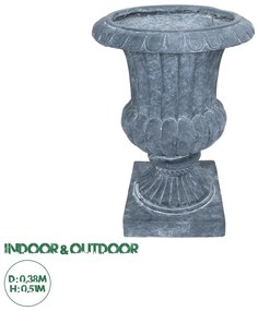 20778 GloboStar® Artificial Garden ALCAZAR 20778 Επιδαπέδιο Πολυεστερικό Τσιμεντένιο Κασπώ Γλάστρα - Flower Pot Γκρι Φ38 x Υ51cm
