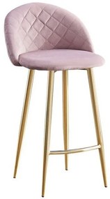 Σκαμπό Bar Bella Με Πλάτη ΕΜ758,1G 48x52x70/94cm (Σετ 4τμχ) Gold - Dirty Pink Metal, Fabric
