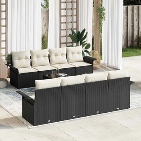 vidaXL Σετ Καναπέ Κήπου 9 pcs Μαύρο Πολυ ράταν