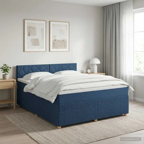vidaXL Κρεβάτι box spring με στρώμα Μπλε 140 x 190 cm Ύφασμα