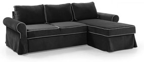 Γωνιακός καναπές κρεβάτι, Raven μαύρο, με αποθηκευτικό χώρο 239x90x197cm αναστρέψιμος – AST-TED-044