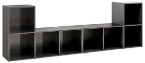 vidaXL Έπιπλα Τηλεόρασης 4 τεμ. Γυαλ. Γκρι 72x35x36,5 εκ. Επεξ. Ξύλο