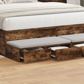 vidaXL Συρτάρια κρεβατιού Καπνιστής Δρύς 150x36,5x16,5 εκ Επεξεργασμένο ξύλο