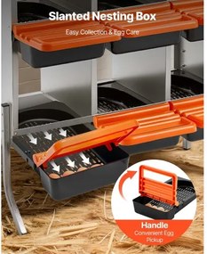 VEVOR Chicken Nesting Boxes, 6 Compartments, with Support Legs, Easy Egg Collection, Galvanized Steel and High-Strength Plastic, Roll Away Nesting Boxes for Chickens and Hens Laying Eggs, Orange