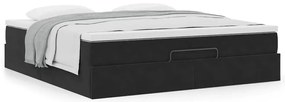 vidaXL Οθωμανικό κρεβάτι με στρώμα Μαύρο 180x200cm Velvet