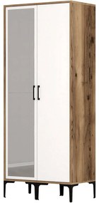 Ντουλάπα Δίφυλλη Kumsal 845HCT5430 80x47,5x201,4cm Walnut-White Δίφυλλη