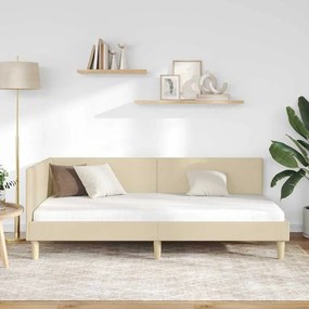 vidaXL Κρεβάτι Γωνίας Κρεμ 90 x 200 cm Ύφασμα