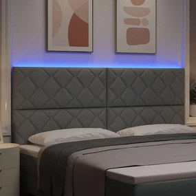 vidaXL LED κεφαλάρι Ανοιχτό γκρι 200 cm ύφασμα