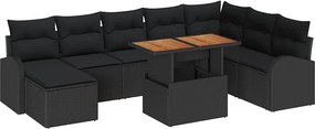vidaXL Σετ Καναπέ Κήπου με αποθήκευση 9 pcs Μαύρο Πολυ ράταν