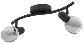 Φωτιστικό Οροφής Spot Pollica 98625 Black-Clear Eglo Metal, Glass