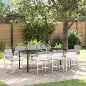vidaXL Σέτ φαγητού για κήπο 9 pcs Λευκό 200 x 80 x 73 εκ