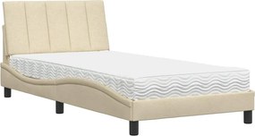 vidaXL Κρεβάτι με Στρώμα Hanko Κρεμ 100 x 200 εκ. Υφασμάτινο