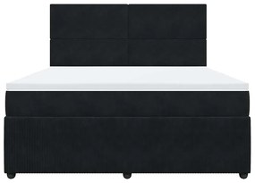 vidaXL Κρεβάτι Boxspring με Στρώμα Μαύρο 180x200 εκ. Βελούδινο
