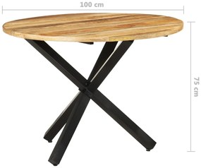 vidaXL Τραπεζαρία Στρογγυλή 100 x 100 x 75 εκ. Ακατέργαστο Ξύλο Μάνγκο