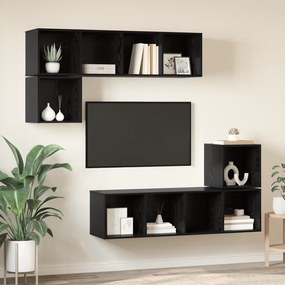 vidaXL Σετ επίπλου τηλεόρασης 4 pcs Μαύρη δρυς 37 x 37 x 142.5 εκ