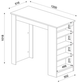 ΤΡΑΠΕΖΙ ΜΠΑΡ MONACO MEGAPAP ΑΠΟ ΜΕΛΑΜΙΝΗ ΧΡΩΜΑ ΑΝΘΡΑΚΙ - SAPPHIRE OAK 120X51,6X101,8ΕΚ.