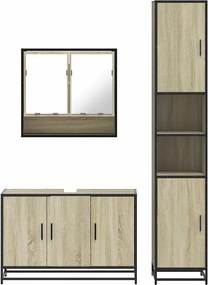 vidaXL Σετ Επίπλων Μπάνιου 3 Τεμαχίων Sonoma Δρυς Επεξεργασμένο Ξύλο